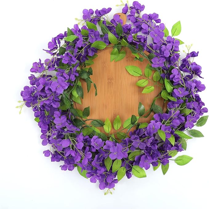 Findosom Wisteria Artificial Flowers Garland, 10Pcs Total 36FT Purple Wisteria Hanging Flowers, Flower Garland Decorations for Home Garden Outdoor Ceremony Wedding Arch Decoration