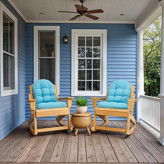 Adirondack Chair Cushion Set of 4, Rocking Chair Cushions, High Back Patio Cushions, Thickened Weather Resistant Patio Cushion with 6 Ties, Non Slip Fade & Waterproof