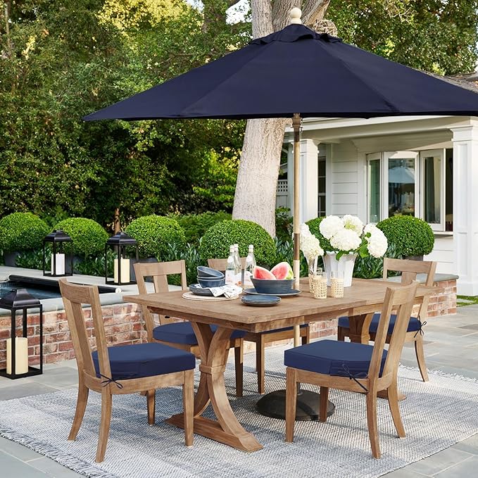 Topotdor Outdoor Chair Cushions Set of 2, 19"x19"x3" Waterproof Patio Chair Cushions for Outdoor Furniture, Round Corner Outdoor Seat Cushions Color Fastness Chair Pads with Ties, Royal Blue