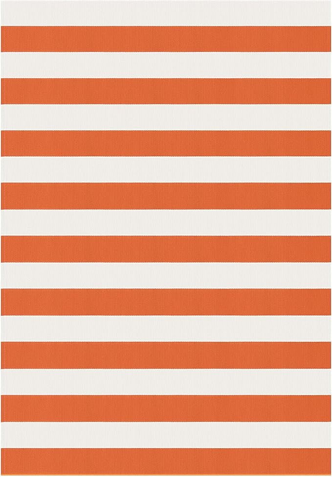IOHOUZE Fall Door mat 4x6 Ft Orange White Striped Area Rug Washable Front Porch Rug Striped Door Mat Outside Entrance Entryway Doormat for Fall, Halloween, Thanksgiving Porch Decor