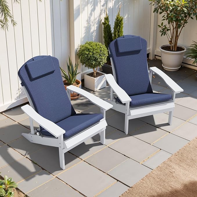 Crestlive 50x20 Inch Adirondack Chair Cushion with Headrest, Water Repellent, Fade Resistant, High Back Outdoor Rocking Chair Cushion for Patio, Sky