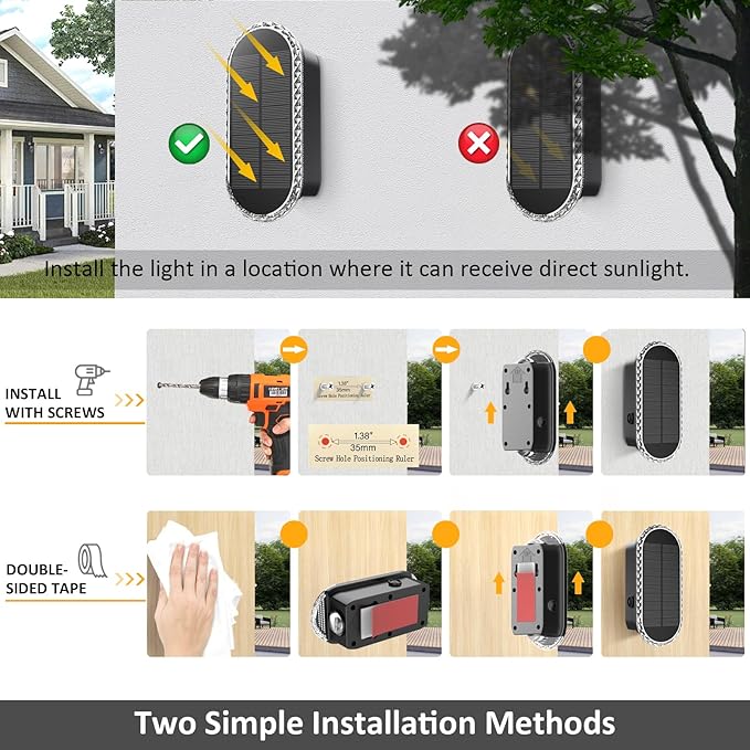 8PK Solar Fence Lights Outdoor - Solar Outdoor Light Warm White & RGB Lights for Outside Backyard, Patio, Deck Fence, Stair Handrail, Pool and Wall
