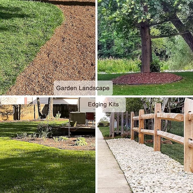 20 Ft Landscape Edging Kit, Brown Garden Border with 20 Plastic Stakes, Landscaping Roll for Flower Bed Lawn Driveway Yard