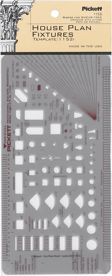Pickett House Plan Fixtures Kitchen and Bath Template, 1/8 Inch Scale (1152I)
