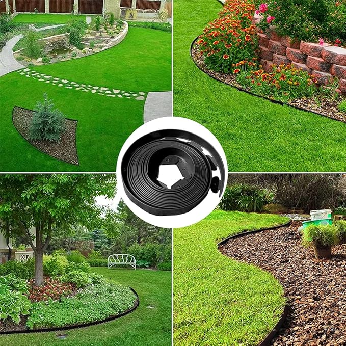 49FT Landscape Edging, 3IN Tall Garden Edging Borders with 75pcs Stakes,Flexible Lawn Edging Border Kit,Mini Plastic Fence for Yard Flowerbeds,Grass
