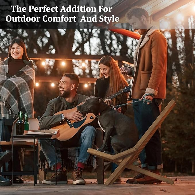 Melino Wooden Folding Tamarack Chairs, FSC Certified Acacia Low Profile Adirondack Chairs, Wood Folding Chair for Outdoor, Patio, Porch, Pool, Backyard, Garden, Balcony and Deck - Natural - Single