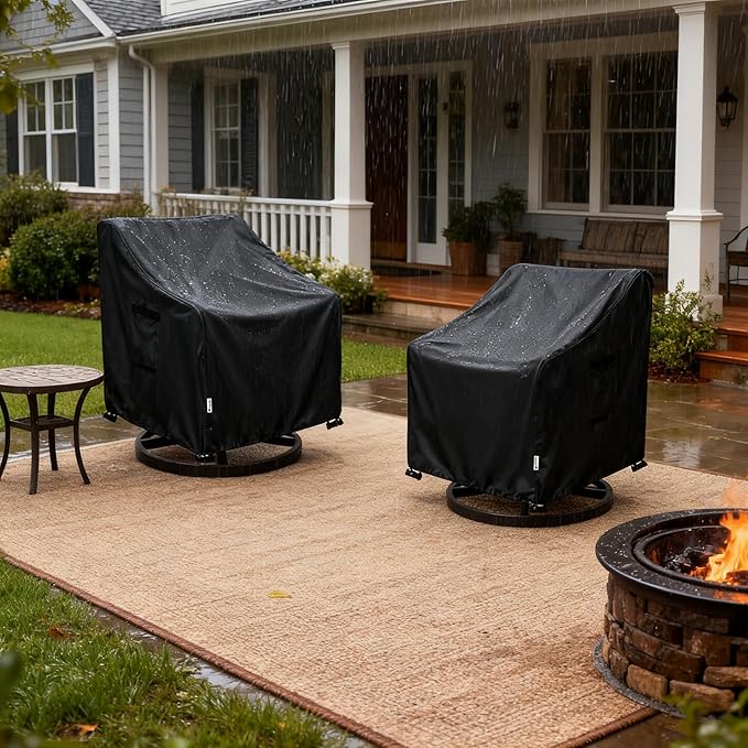 Patio Chair Covers Waterproof Patio Furniture Covers,30W x 34D x 38 H Inches Outdoor Swivel Chair Cover 2 Pack -Black