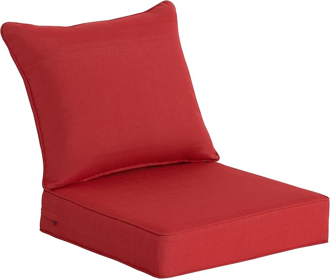 COZYVIDA Outdoor Deep Seat Cushion Set of 2, 22"x24" Seat & 23"x19" Back, C0 Water-Resistant Breathable Fabric, UV-Resistant 1000+ Hrs, 30D Foam with Recycled Fiber Fill,Chili