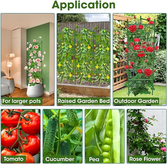 3 Pack Tomato Cage,Tomato Cage for Raised Garden Bed, 48'' Tall Tomato Trellis Triangle or Square Cages for Garden,Pots, Plant Cages & Supports(Green, Extra Bold )