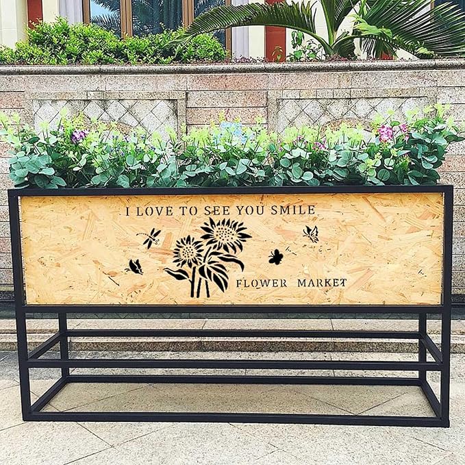Flower Market Stencil, Large Spring Wildflower Stencils Farmhouse Stencils for Painting on Wood, Craft Template Wood Burning Stencil for Garden Canvas Sign Wall Home Decor(Flower)