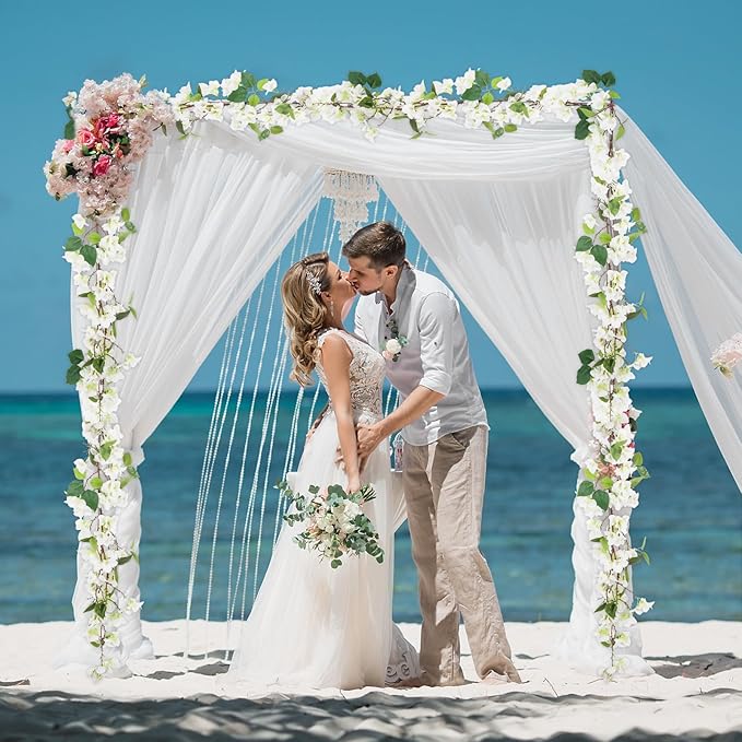 IPOPU White Bougainvillea Artificial Garland 5.9FT 1 PCS – Silk Bougainvillea Hanging Flowers, Artificial Flower Garland for Wedding Arch, Backdrop, Home Decor