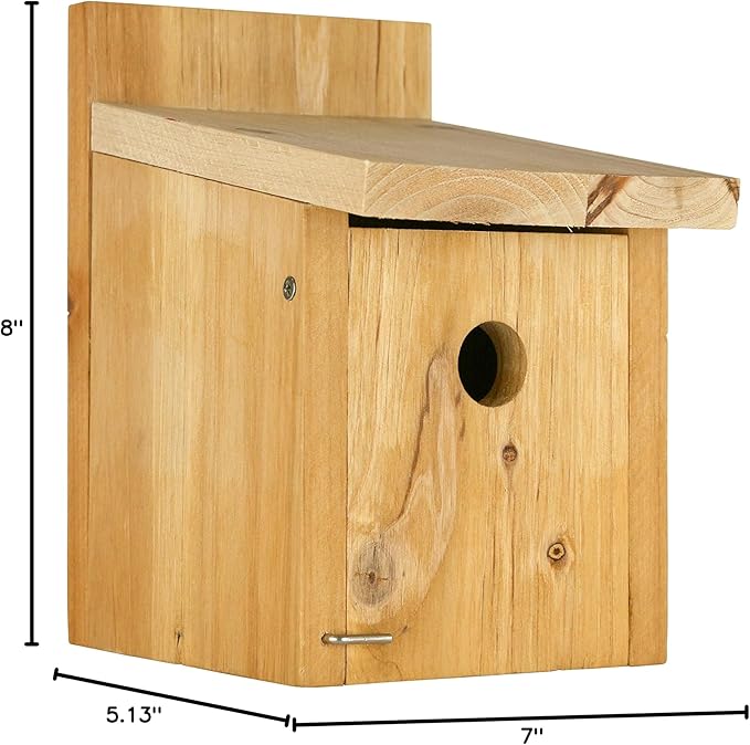 Nature's Way Cedar Box Wren House with Clean-Out Door, Wild Bird House and Outdoor Décor, Brown (Pack of 4)