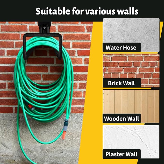 Heavy-duty rust-proof hose hooks for storing water pipes, hoses, cables, trimmers, ladders, buckets, tools | Wall-mounted high load-bearing capacity, non-slip hanger for homes, yards, and farms