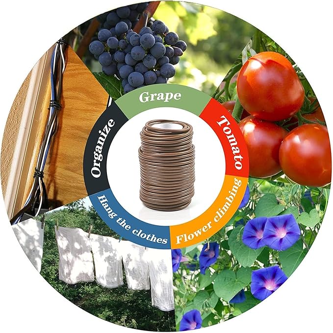 Decoroca Soft Plant Ties for Support - 65.6' Reusable Waterproof Plant Wire, Garden Twist, Office Organization and Decoration Binding(2pcs/Brown)