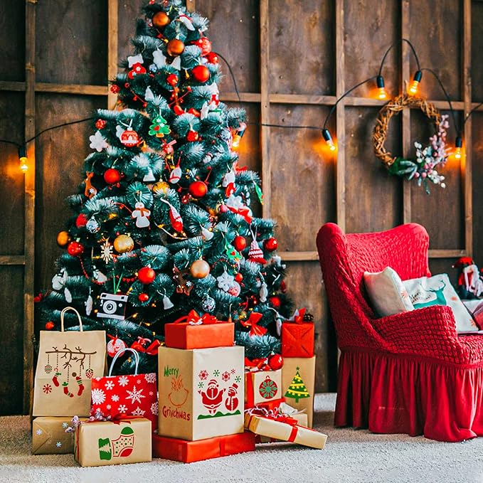 25 Pcs Christmas Stencils Reusable, 6x6 inch Christmas Stencils for Painting on Wood, Plastic Drawing Spraying Templates for Greeting Cards, Xmas Crafts Ornaments Wall Window Door DIY Decoration