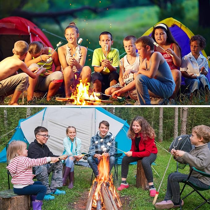 80 Pack 32 Inch Marshmallow Roasting Sticks Bulk, Smores Skewers for Fire Pit Kit, Hot Dog Camping Skewers Accessories Campfire Marshmellow Extendable Forks Bbq Tools Smores Sticks