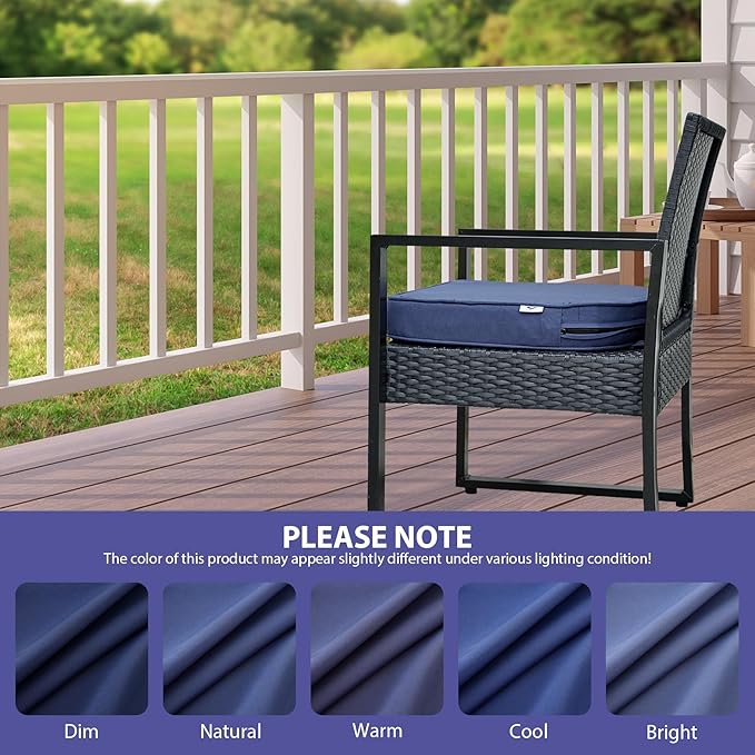 Outdoor Chair Cushions Set of 4 -Waterproof Outdoor Seat Cushions for Patio Furniture, Patio Chair Cushion with Handle and Ties, Round Out Door Chair Pads,17" x 16" x 2", Navy Blue