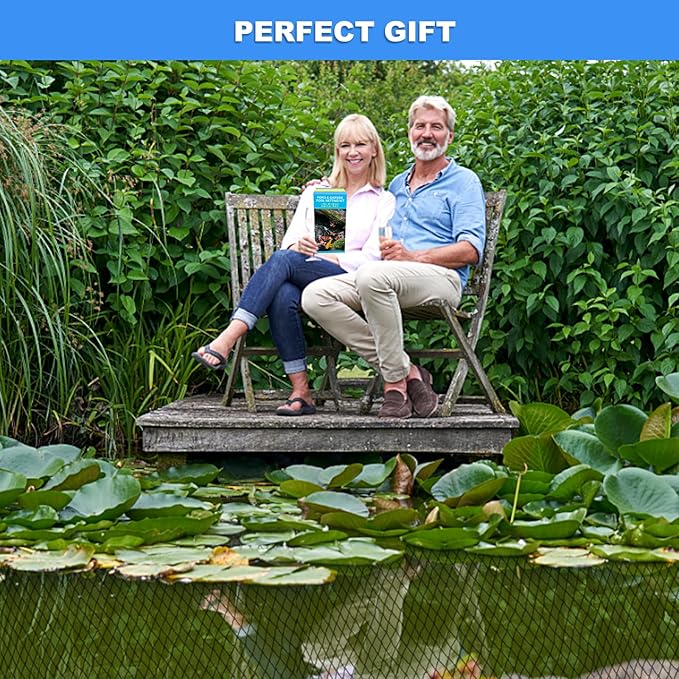 Pond Netting, 14 x 14 FT Pond Net for Koi Ponds, Garden Pool Fine Mesh Pond Netting for Leaves, Protects Koi Fish from Birds Cats Predators, with 14 Stakes and 30 Cable Zip Ties