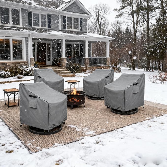 okcool Patio Swivel Chair Cover 4 Pack,Waterproof Heavy Duty Outdoor Chair Covers,Outdoor Swivel Chair Cover for Patio Furniture Covers(33 W x 35 D x 38.5 H inches),Grey