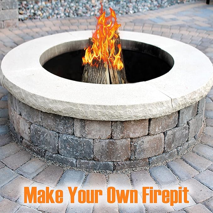 FEBTECH - Fire Rings for Outside Wood Burning Fire Pits - 36" Dia X 12" H - 2mm Thick Steel DIY Firepit Ring Liner - Perfect for Outdoor Garden, Camping & Above or In-Ground Fire Pits