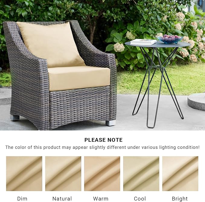 Outdoor Cushions for Patio Furniture,Outdoor Seat Cushion Set 24 x 24 x 4 Inch,Waterproof & Fade Resistant Outdoor Chair Cushions,Deep Patio Chair Cushion with Removable Cover,Beige