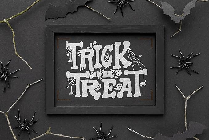 YKW Halloween Stencils 6 Pack Large, 9.6x7 9.6x5 Inch Reusable Spooky Templates for Painting Wood Signs Fabric Trick Treat Decorations