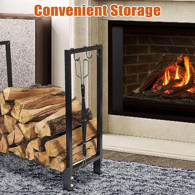 AGM Fireplace Tongs, 26" Fire Pit Accessories Firewood Tongs, Log Grabber for Thick logs, Heavy Duty Wrought Iron FireTongs, Campfire BBQ Stove Tweezers, Outdoor/Indoor