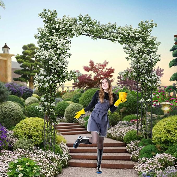Garden Arch Trellis - Length: 59in, Height: 94.5in Garden Trellis for Climbing Plants Outdoor - Garden Arch for Lawn, Party, Ceremony Wedding Decoration