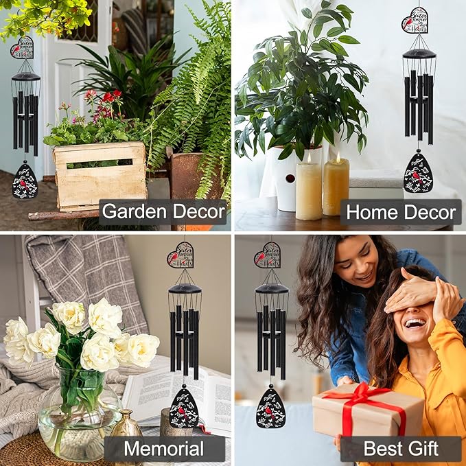 Memorial Gifts for Loss of Sister - Memorial Wind Chimes for Loss of Sisters Sympathy Bereavement Remembrance Gift in Memory of Sister for Home Outdoor Garden Patio Condolence