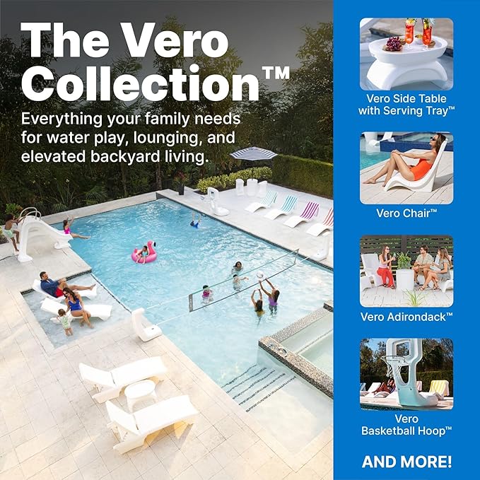Step2 Vero Pool Lounger, Fade-Resistant, Waterproof Patio Furniture, Pool Lounge Chair for Sun Shelf, Use in Pools with Shelves Up to 9-Inches Deep or Outside Pool Deck, Weighted, White