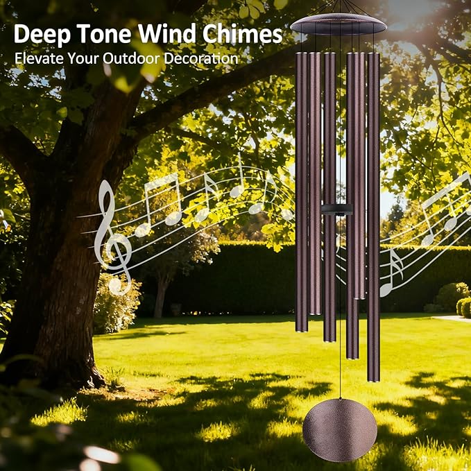 54" Large Wind Chimes for Outside Deep Tone - Gift Box Packaged, Soothing Windchimes Outdoors with 6 Thickened Aluminum Tubes for Garden Decor, Gifts for Parents, Friends and Loved Ones (Bronze)