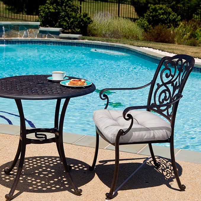 Thyle Outdoor Chair Cushions Set of 6 Waterproof Sun Protection Square Tufted Overstuffed Patio Furniture Seat Cushion for Patio Furniture Dining Indoor 19" x 19"(Light Gray)