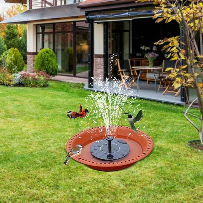 Bird Baths for Outdoors Heavy Duty, 10 inch BirdBath Bowl Only with 22” Rust-Proof Black Chains, Hanging Bird Bath Hanging Bird-Feeder for Garden Backyard Decor (Terracotta 2 Pack)