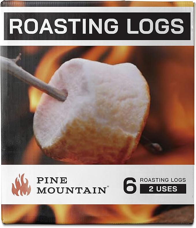 Pine Mountain Roasting Logs, Cooking firelogs for Campfire, Fireplace, Fire Pit, Outdoor and Indoor Use, 6 Pack