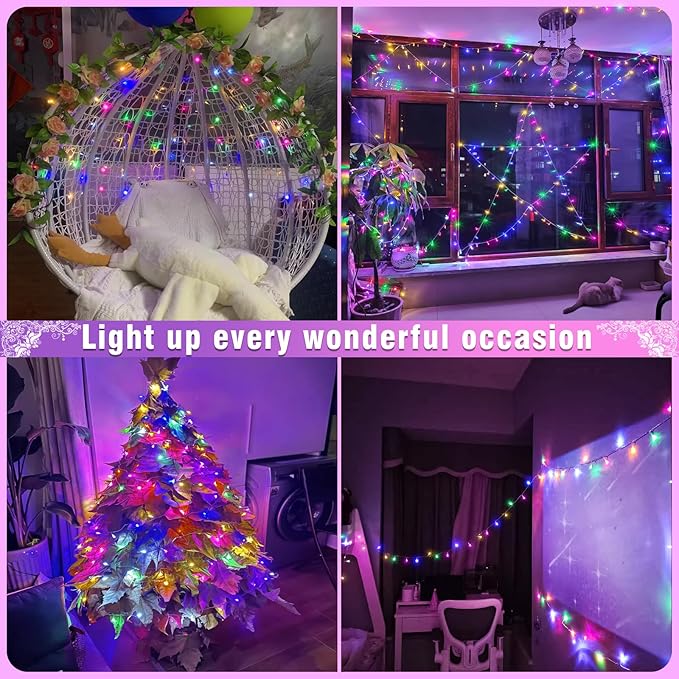 100FT 300 LED Outdoor String Lights, Connectable Easter String Lights Waterproof with 8 Modes, Plug in Twinkle Fairy Lights Clear Wire for Indoor Bedroom Home Wedding Patio Decor, Pastel Multicolor