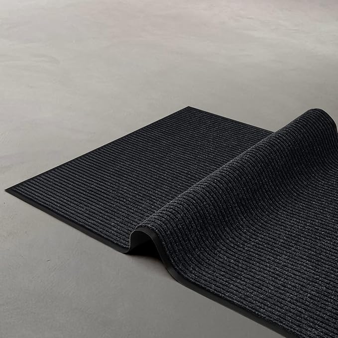 LuxUrux® Durable Rubber Door Mat - Heavy Duty, Indoor/Outdoor, Easy Clean, Waterproof, Patio, Garage - Commercial Floor Mat for Entry (Charcoal, 2' x 6' (Runner))