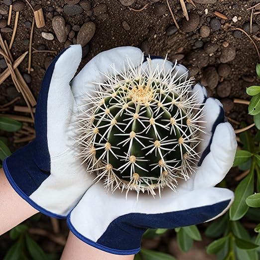 KKOYING Gardening Gloves, Garden Gloves for Women and Men, Thorn Proof Working Gloves, Durable Leather Work Garden Gloves for Yard & Outdoor Work, Blue, L
