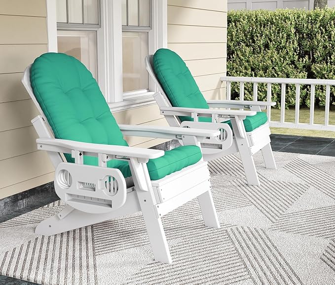 Adirondack Chair Cushion, Thickened Patio Chair Cushions with Ties, Waterproof and UV-Protected Rocking Chair Cushion for Indoor and Outdoor, Green.