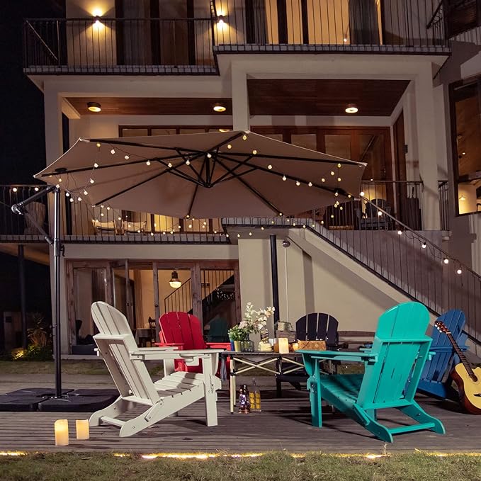 MUCHENGHY Folding Adirondack Chairs, Patio Chairs, Lawn Chairs, Outdoor Chairs, Adirondack Chair Plastic, Fire Pit Chairs, Weather Resistant with Cup Holder for Deck, Backyard, Garden(Red)
