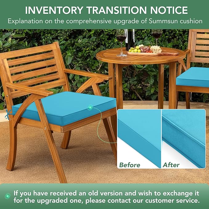 Outdoor Chair Cushions Set of 4: Waterproof & Fade Resistant Seat Cushion for Patio Furniture - 18.5 x 16 x 2 Inch Chair Pads with Ties and Hidden Zipper - Patio Chair Cushion Replacement, Teal
