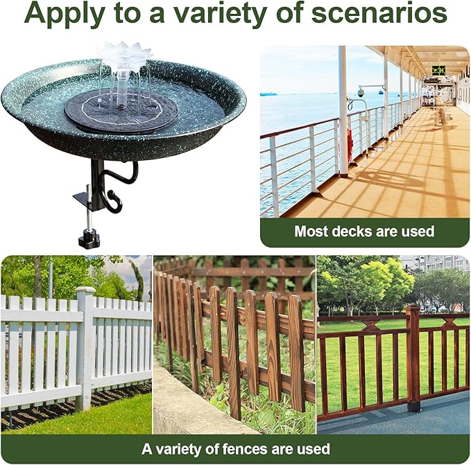 Deck Mounted Bird Bath,Dual Purpose Hummingbird Bath and Bird Feeder for Outside,Solar Bird Bath Fountains Combo Set for Balcony Railing Garden, for Backyard Birding & Wildlife,Copper Green