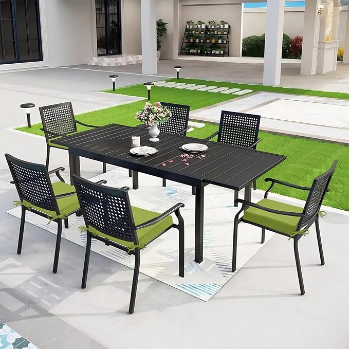 Outdoor Chair Cushions Set of 4, 18.5 x 16 Inch Patio Chair Cushions for Outdoor Furniture, Water Resistant, Non-Slip Ties (Grass Green)