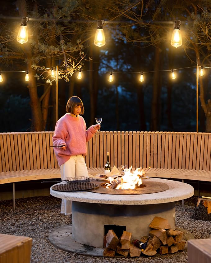 Outdoor String Lights Waterproof, 25 Feet Patio Lights with 13 ST38 Edison Bulbs(1 Sqare), Hanging Lights with Plug in Cord for Porch, Blacony, Backyard, Bistro, Garden, 2700K