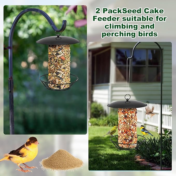 2 Pcs Suet Feeder Cylinder Bird Feeder, S-6-2 Cylinder Birds Feeders for Outdoors, Bird Suet Cake Holder Backyard Wild Birdfeeding Birds Feeders for Outdoor Garden Accessories