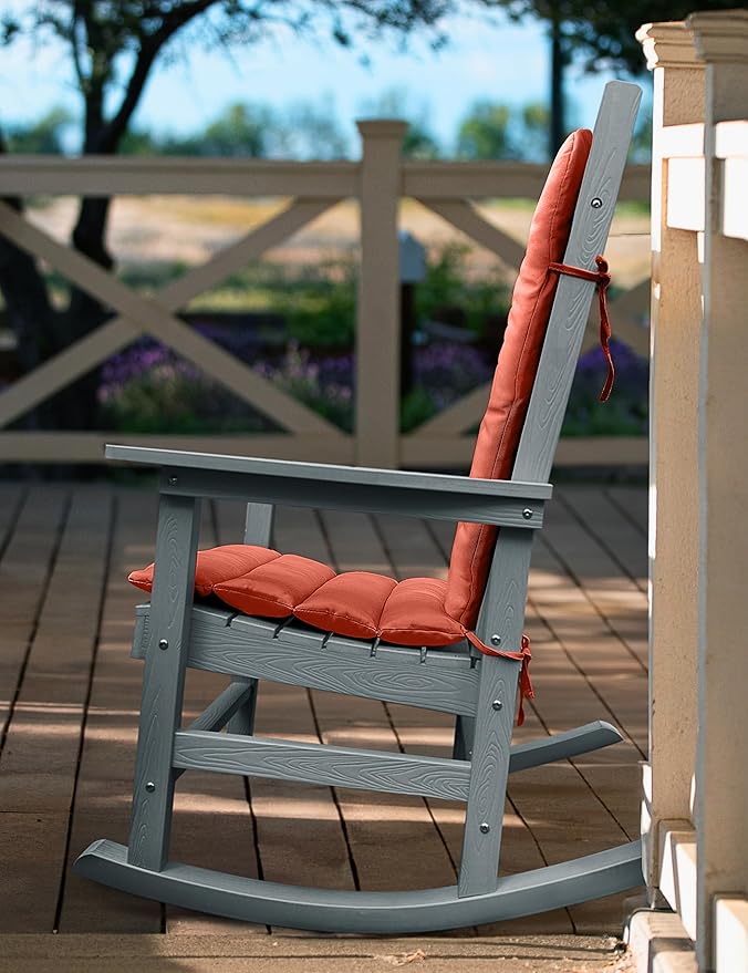 YEFU Adirondack Chair Cushion, Thin Rocking Chair Cushions with Straps Set of 2, Folding Patio Chair Pad for Indoor and Outdoor, 19.7x18.9x1.5 Inch, Burnt Orange