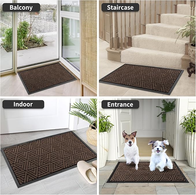 Yimobra Outdoor Mats for Front Door 29.5x17, Stops Mud & Dirt at Entrance, Fits Garage & Patio, All-Weather Waterproof Non Slip Outdoor Indoor Welcome Mat, Brown