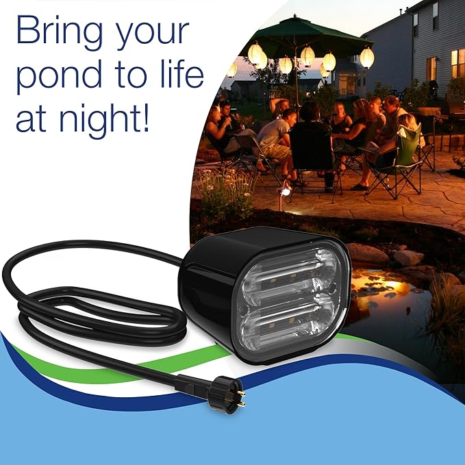 Aquascape Wide-Angle Underwater LED Light, 8-Watt, Smart Control Compatible, Expansive 90° Beam, Rock Wall Mountable, 84077