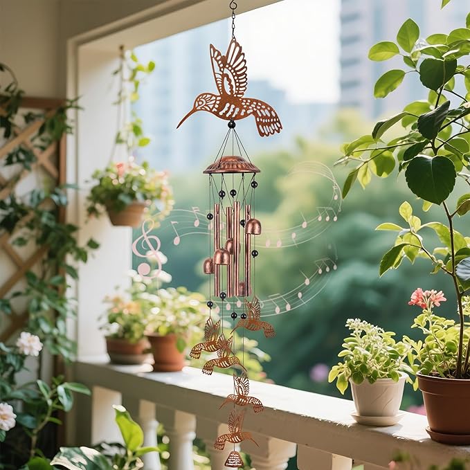 Outdoor Wind Chimes Hummingbird Sasquatch Gifts Metal Windchimes for Men/Women/Memorial Gift Metal WindChimes for Outside/Indoors, Home, Lawn, Porch, Patio, Garden Decor