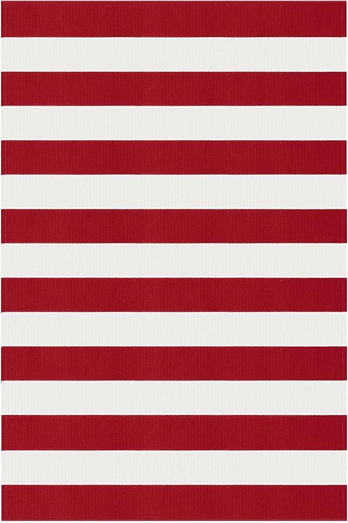 KOZYFLY Red White Striped Outdoor Rug 3x5 Ft Woven Christmas Area Rug Washable Front Door Rugs for Front Porch Kitchen Entryway Patio Dining Room Holiday Decor