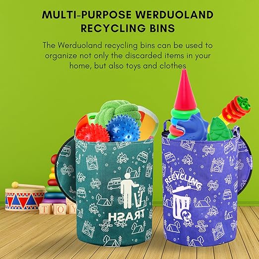 1 Pcs 30 Gallon Collapsible Trash Can Portable Waterproof Reusable with Zippered Lid for RV's, Camping, Recycling, Yard Waste, Leaf Bag, Children Toy Bin, Hiking, Travel,Weeds Basket